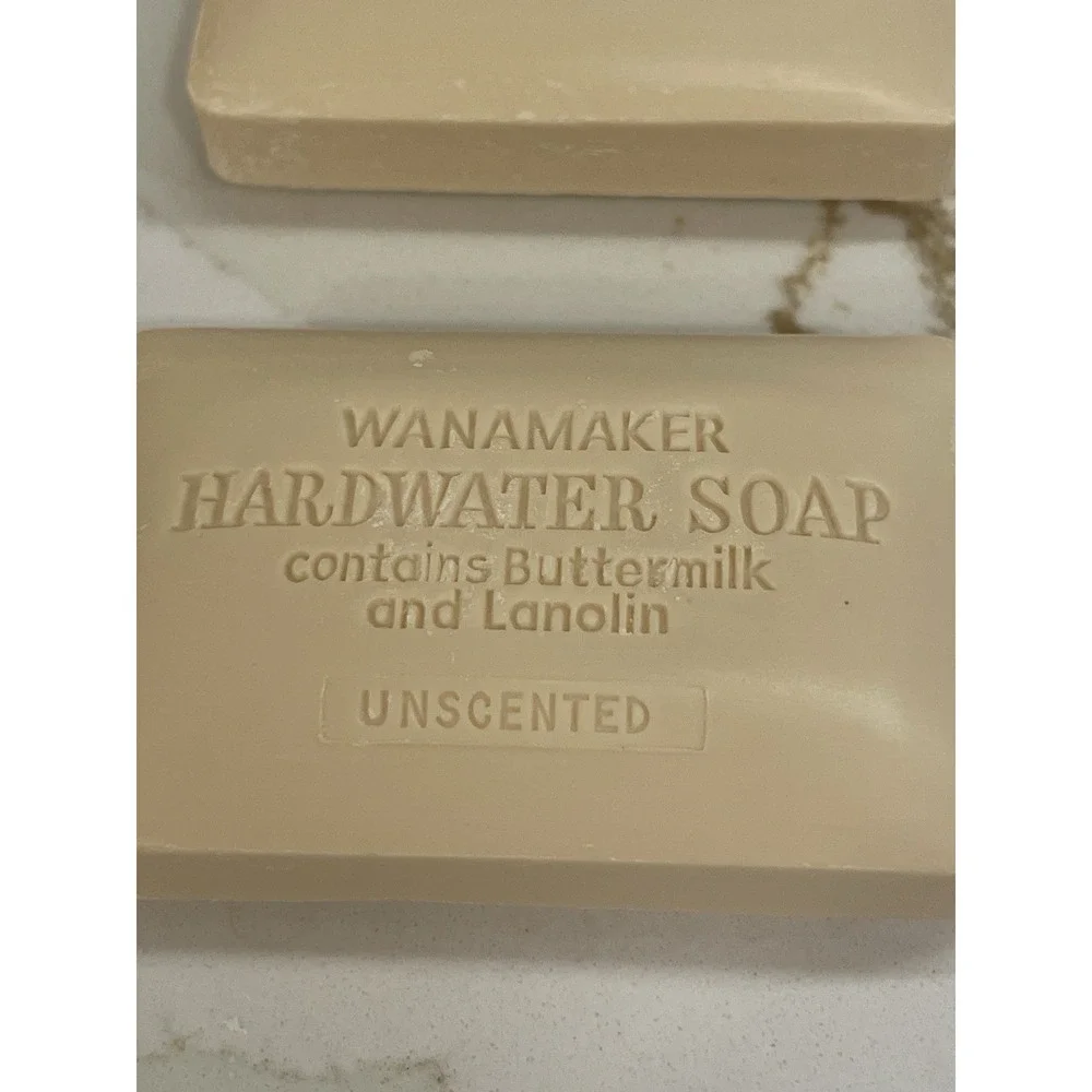 Vintage John Wanamaker Hardwater Soap Unscented Bar Bath Buttermilk Lanolin 3 Ct